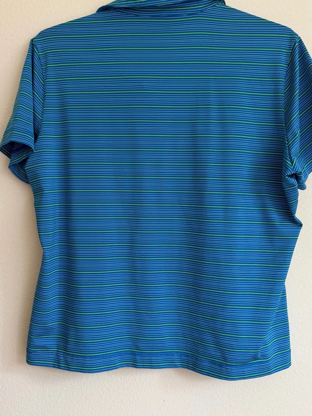 Nike Golf Women’s XL Dri Fit Blue Green Striped Polo Shirt Performance